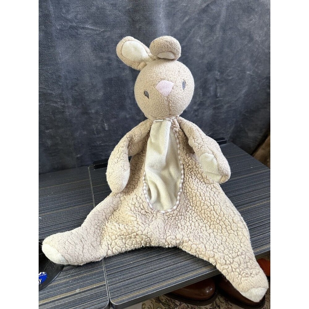 Kellytoy Tan Bunny Rabbit Flattie Crinkle 17” Plush Security Blanket Lovey- READ